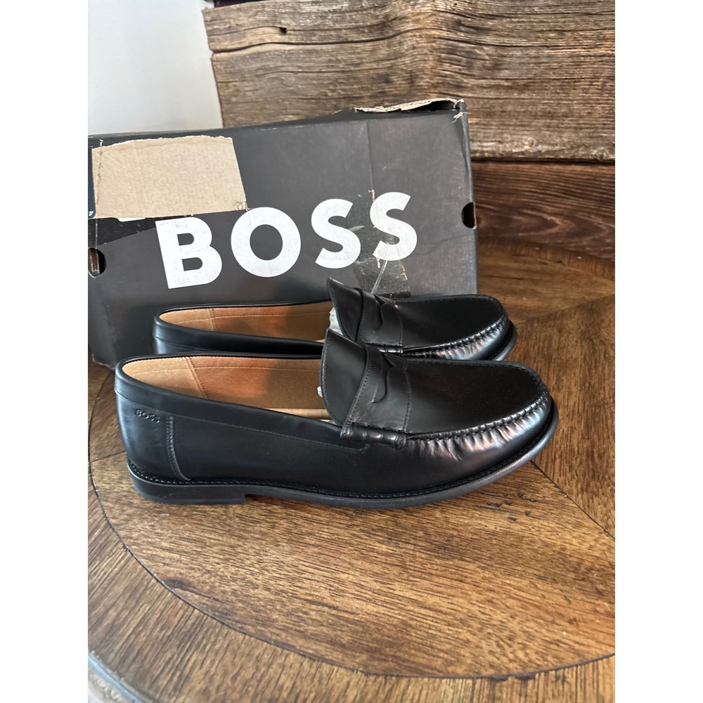 Hugo Boss Tevan Mocc Bope Black Leather Penny Loafers Mens Size 12 50568747